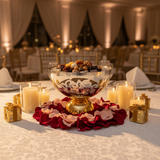 Silver & Gold Stainless Steel Footed Candy Bowl | 25×20cm | Etched Floral Design