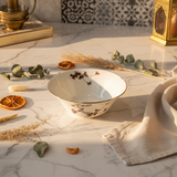 Angela Off-White Ceramic Bowl with Leaf Design – 14cm