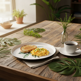 Royalford Melamine Dinner Plate | Black Rim with Botanical Green Leaf Design 11 Inch