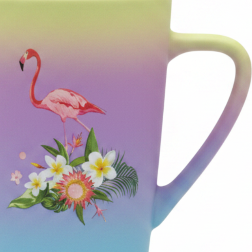 Rainbow Ombre Gradient Flamingo Tropical Ceramic Mug – 400ml