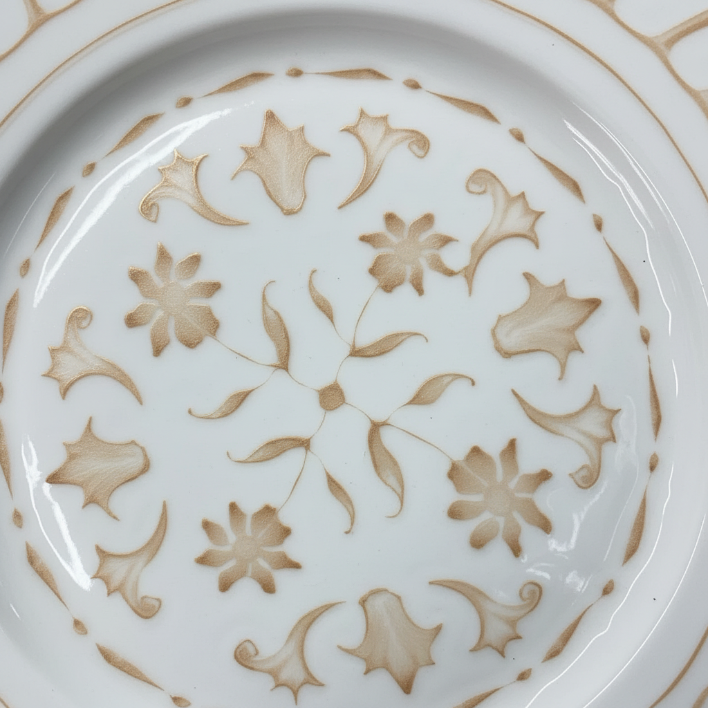 Luhpar White & Gold Floral Round Ceramic Side Plate - 7.5 Inch
