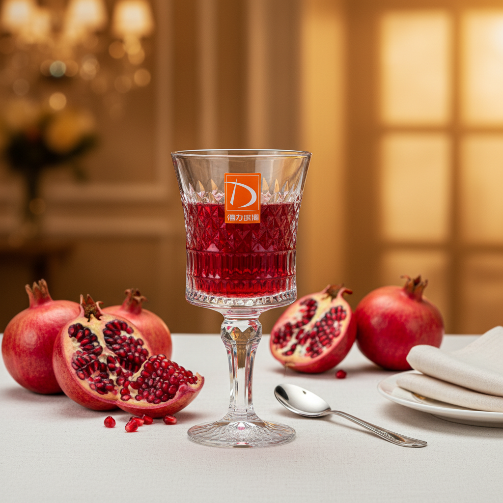 Deli Crystal Cut Footed Stem Glass 160ml — Diamond Pattern Clear Glassware