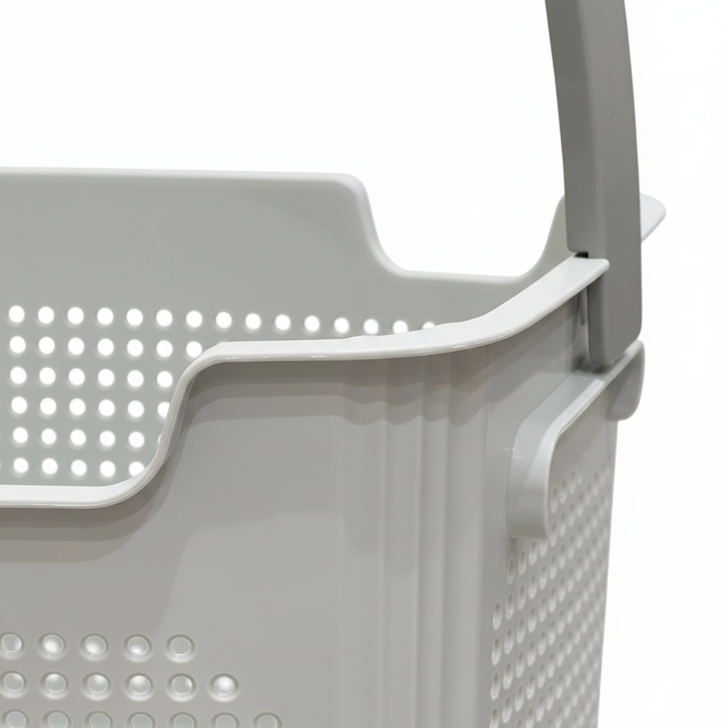 G-Spark Light Grey Plastic Laundry Basket with Handle - 35×37cm