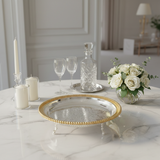 Zolten Gold & Silver Stainless Steel Round Footed Serving Tray - 35cm