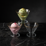 Delisoga Crystal Glass Ice Cream Cup 165ml – Diamond-Cut with Gold Rim
