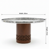 Luhpar Brown Wooden Footed Silver Stainless Steel Cake Stand - 30×17cm