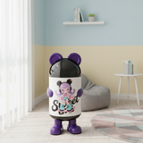 Italo Sweet Girl Cartoon Character Plastic Trash Can | 60cm | White & Purple with Black Lid