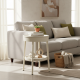 White 2-Tier Round Plastic Side Table - 55×35cm