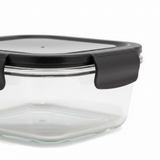 Spanis Home Glass Lunch Box with Black Plastic Clip Lock Lid — 800ml