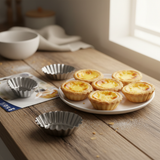 AFCO Mini Cake Mould Set – 4 Pcs – Stainless Steel – Oval Fluted Design