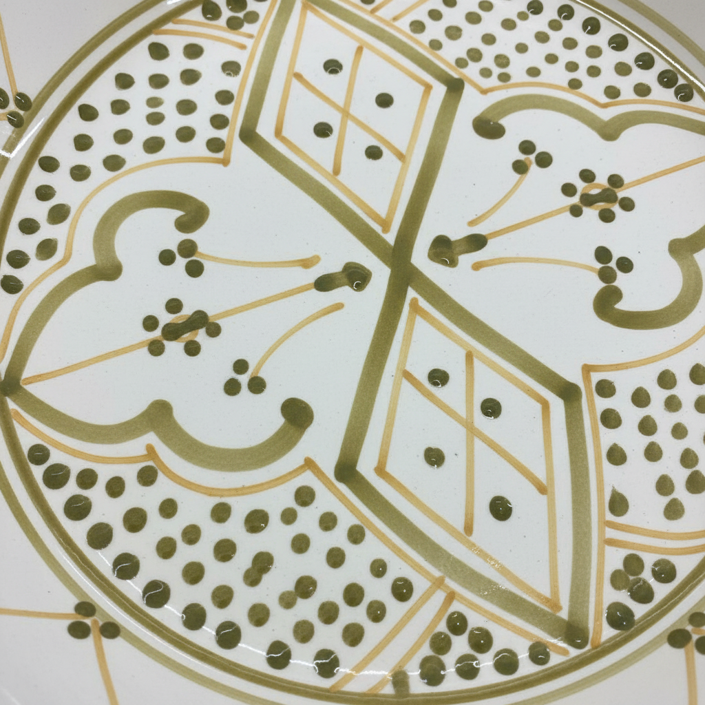 Slama Cream & Olive Gold Ceramic Soup Plate - 23cm