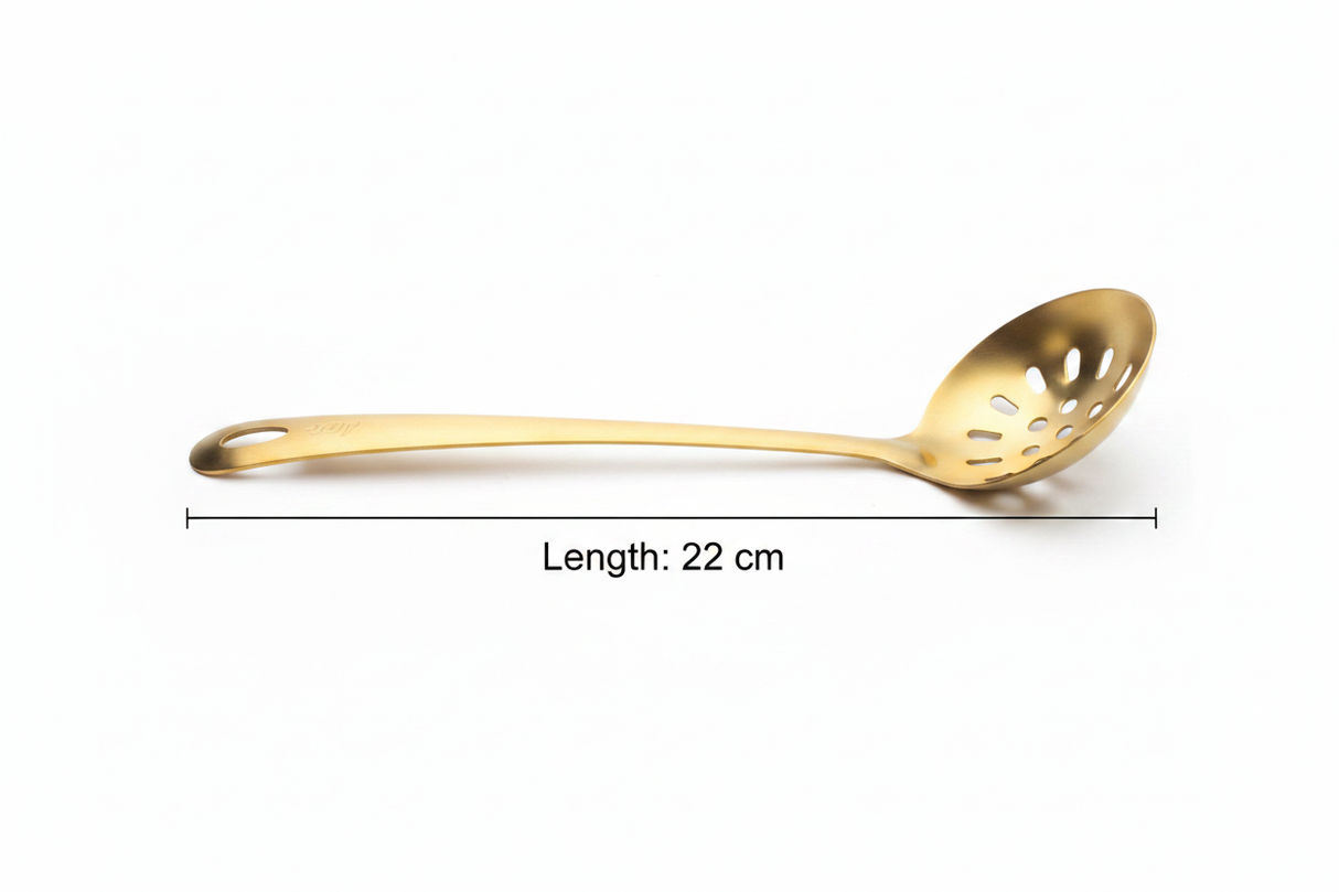 Stainless Steel Slotted Ladle 22cm – Gold