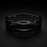 Diamond Tinted Black Glass Ashtray – 12cm