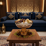 وعاء حلوى بقاعدة من الستانلس ستيل باللونين الفضي والذهبي — 25×23 سم
