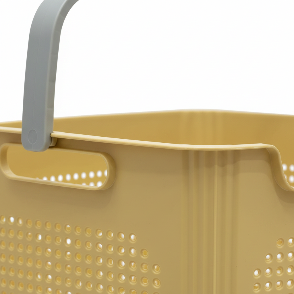 G-Spark Yellow Plastic Storage Basket with Handle - 35×37 cm