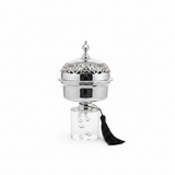 Acrylic Footed Silver Metal Candy Bowl with Lid - Large 20×12 cm