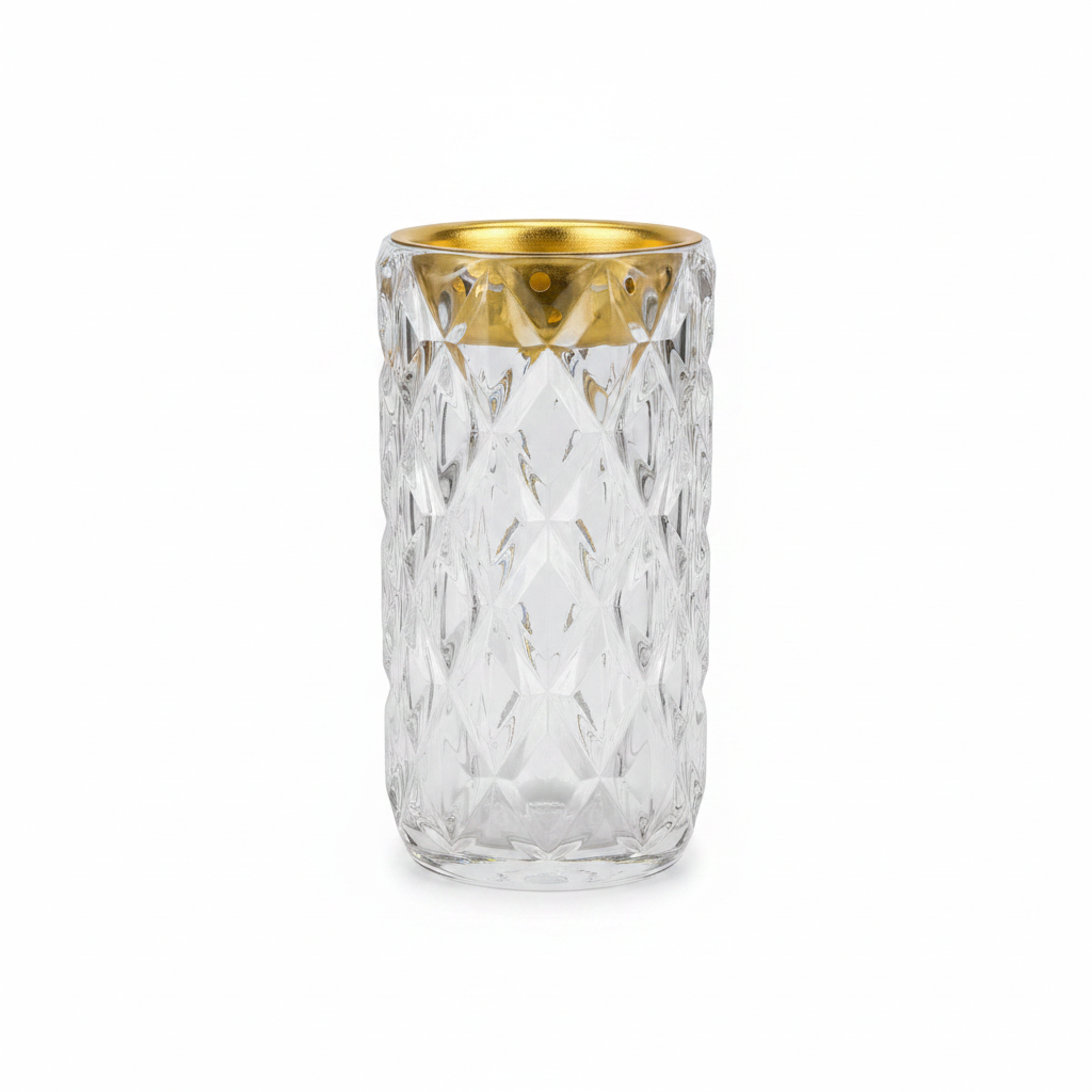 Crystal Diamond-Cut Glass Incense Burner - 14cm