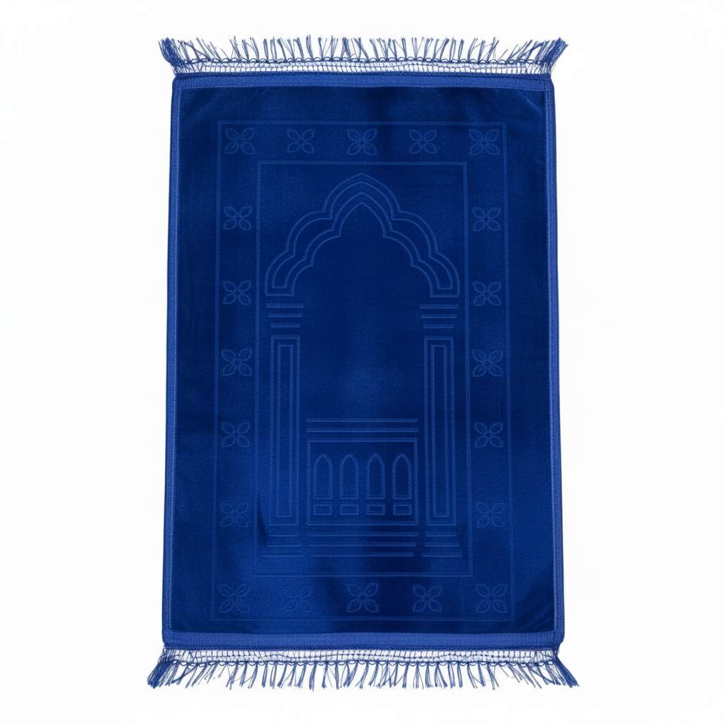 Blue Soft Velvet Prayer Mat – 100 × 65 cm