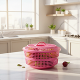 Sofiya Plastic Basket with Lid — 27×12 cm - Pink / Blue