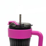 Black & Pink Plastic Travel Bottle with Straw – 900ml