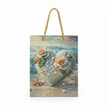 Teal & Ivory Pearl Heart Paper Gift Bag - 23×18cm