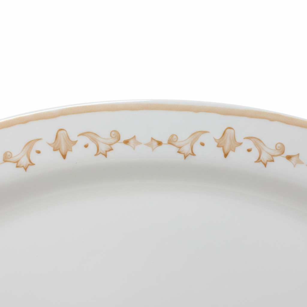 Luhpar Round White & Gold Ceramic Oval Serving Plate – 12 Inch