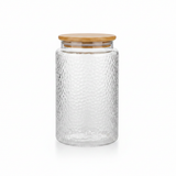 Textured Glass Jar with Bamboo Lid - 800ml / 1000ml