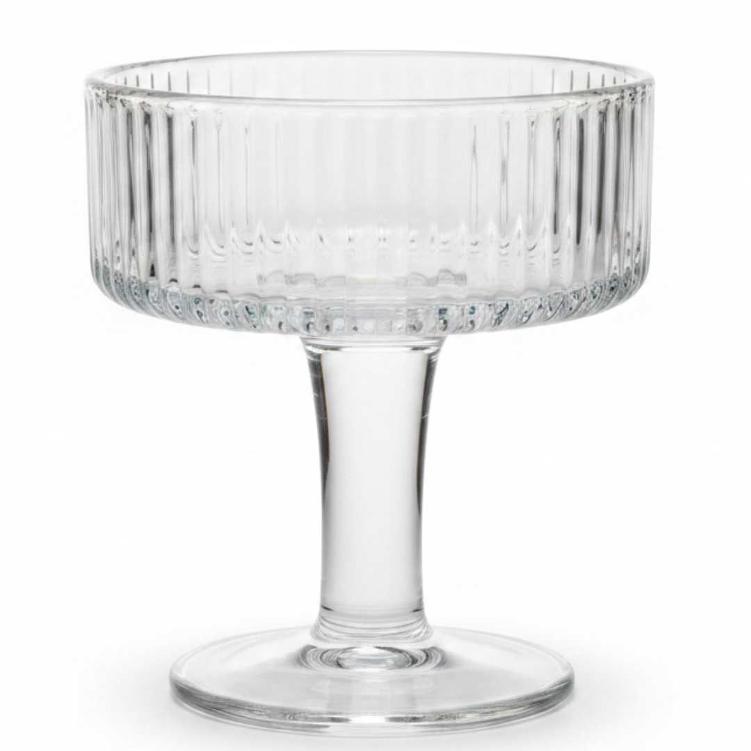 Elegant Ribbed Footed Glass Ice Cream Cup | 100ml |