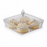Vague Square Acrylic Candy & Sweets Box with 4 Inner Bowls and Lid | 27.5 x 27.5 x 16.5 cm