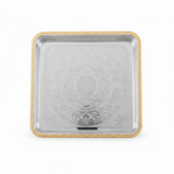 Zolten Square Gold & Silver Metal Serving Tray – 36×36 cm