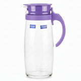 Ocean glass pitcher jug with purple plastic lid & handle 1660ml
