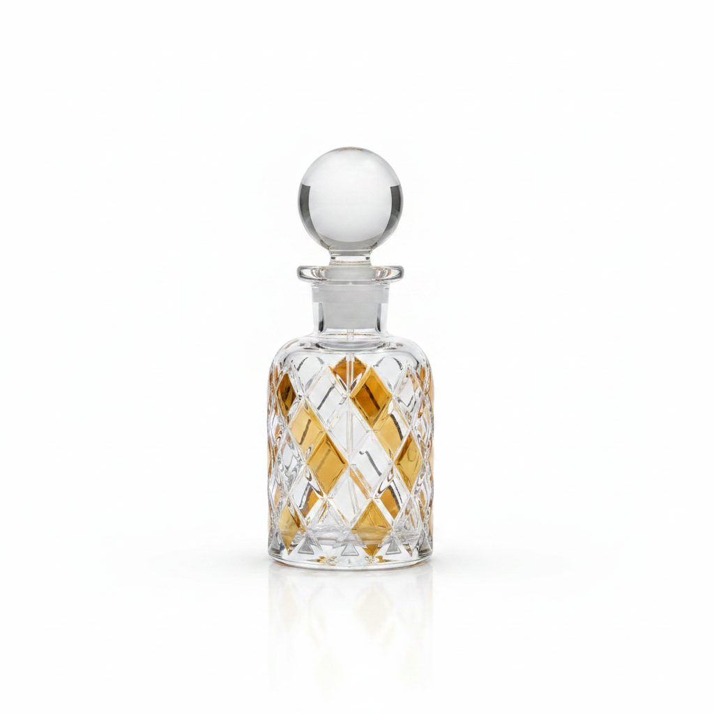 Mayflower Crystal Cut Glass Perfume Bottle with Golden Shade – 200ml / 250ml