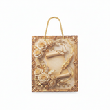 Rose & Butterfly Design Gold Baroque Paper Gift Bag - 30×25cm