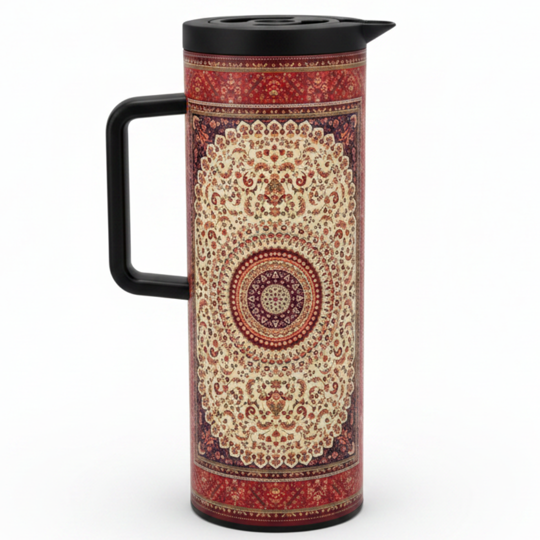 Hobby Lobby Traditional Arabic Pattern Vacuum Flask With Black Handle | 1 Litre