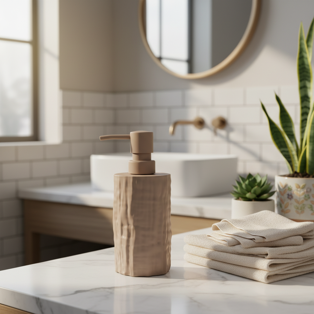 Taupe Brown Plastic Liquid Soap Dispenser - 400ml