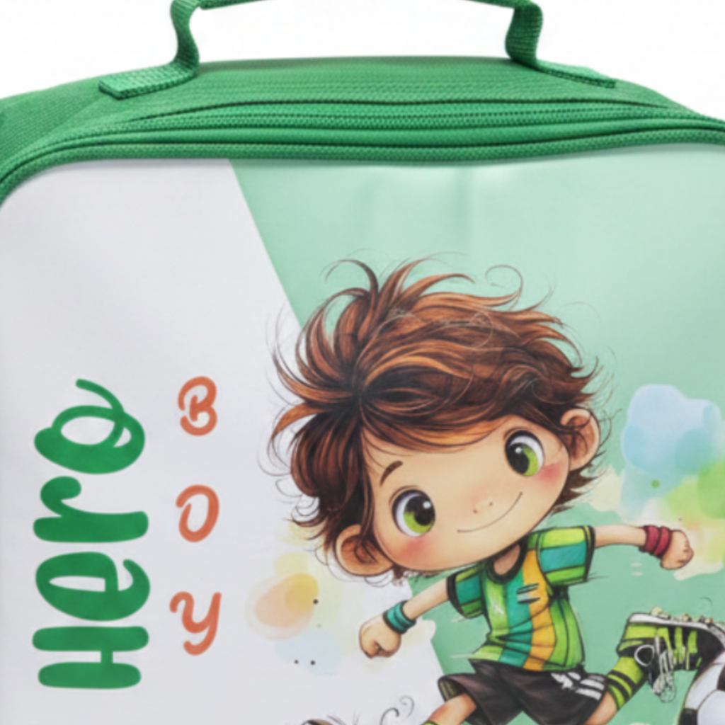 SBC Green Polyester Hero Boy Lunch Bag for Kids - 20×25 cm