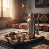 Mahra Vacuum Flask Set – 1L & 0.7L | Nickel with Shiny Silver Floral