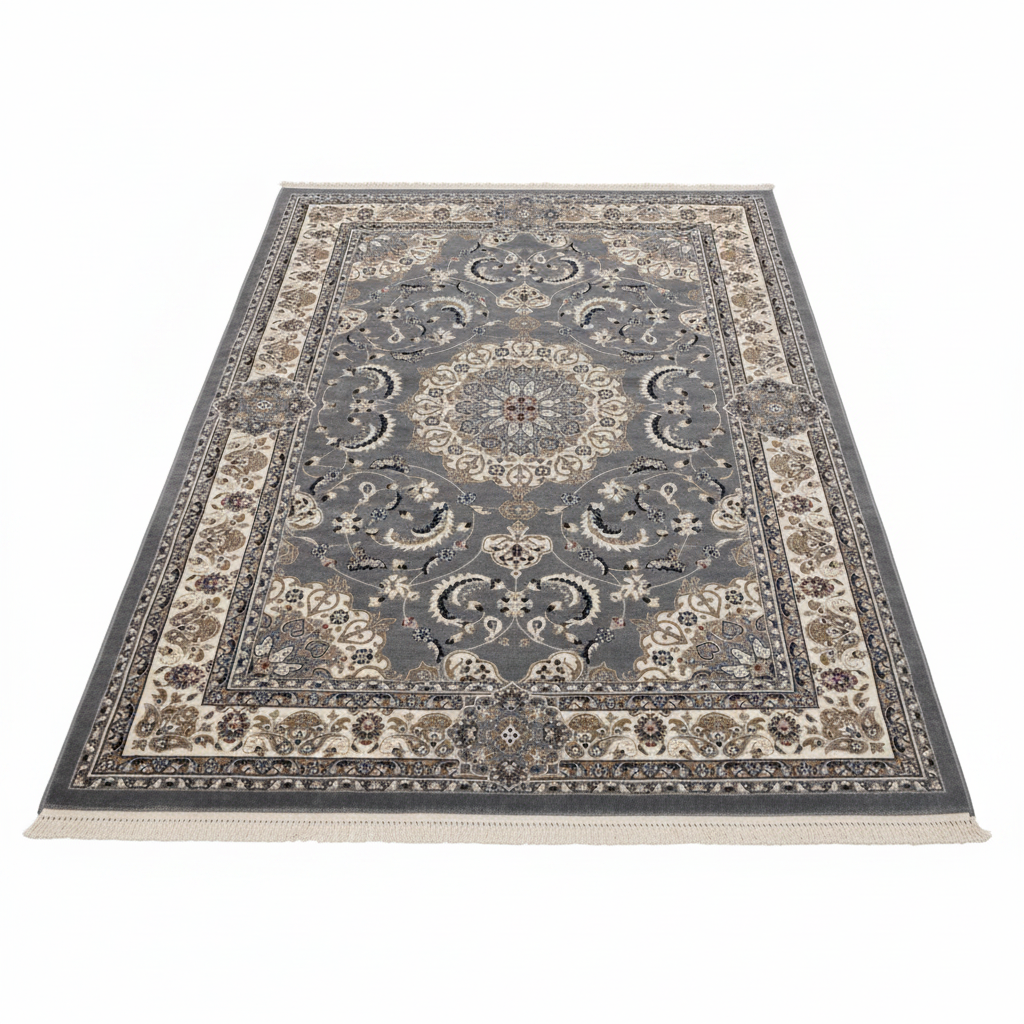 Silk Plaza Dark Grey Polyester Carpet Made in Turkey - 250×350 cm