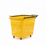 Plastic Rolling Basket with Telescopic Pull Handle & Wheels - 50×35×40cm