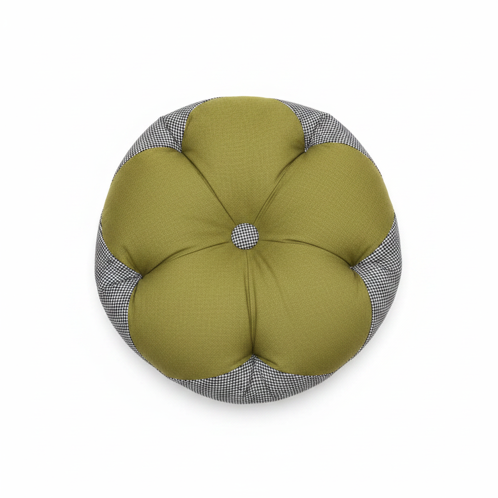 Olive Green & Houndstooth Cushion - 40cm