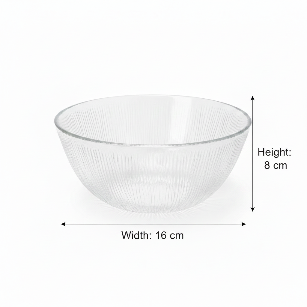 Noritazeh Ribbed Glass Salad Bowl - 16×8 cm