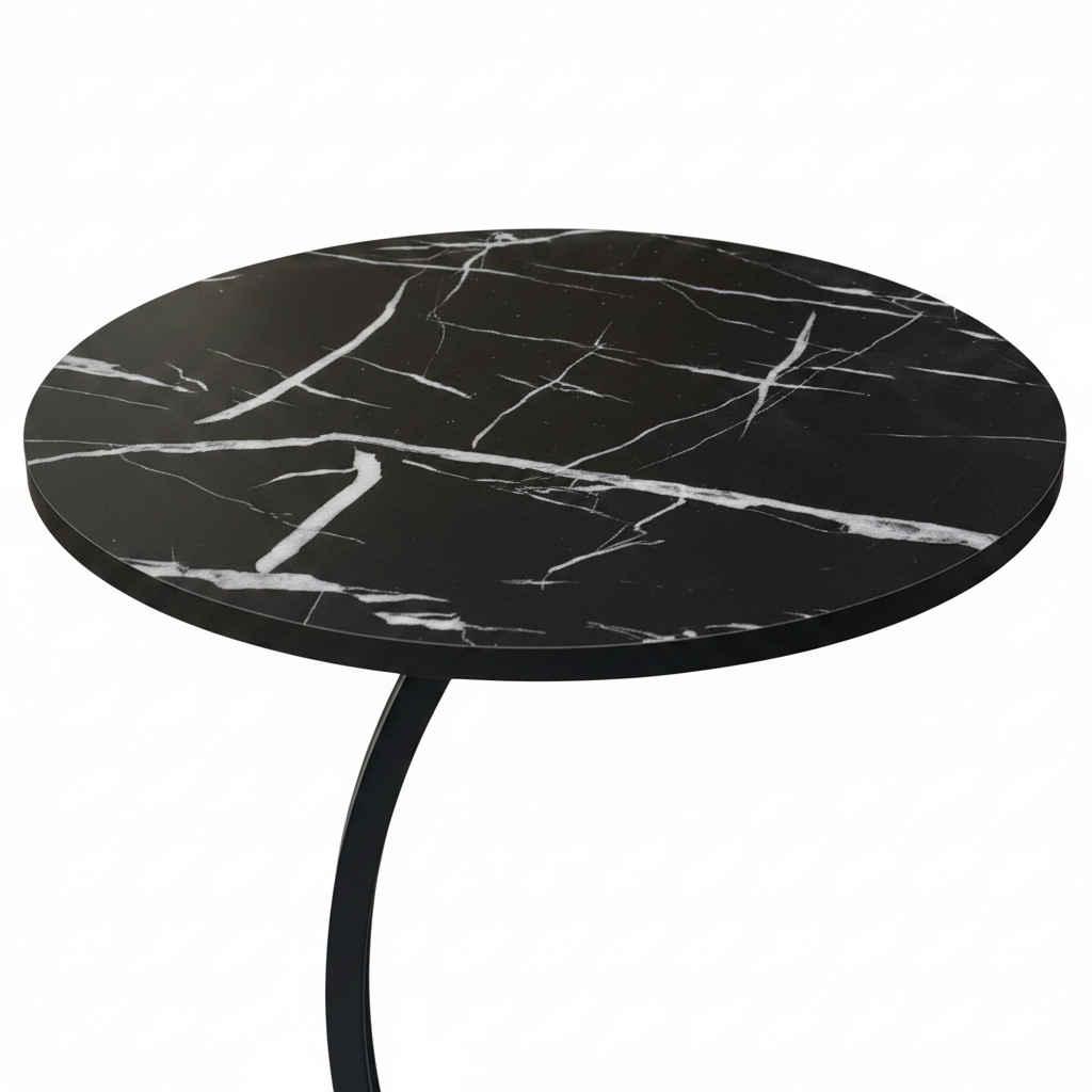 Black Wooden & Metal Bedside C-Table - 60×40 cm