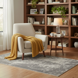 Grey & Cream Abstract Distressed Jod Carpet | Modern Luxury Area Rug | 80 × 150 cm |