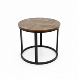 Brown Wood & Black Metal Frame Round - 40×50cm