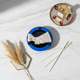 Blue & White Ceramic Ashtray — 12cm | Handcrafted Sculptural Design