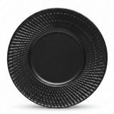 Black Ceramic Round Dinner Plate with Embossed Radial Rim – 10.5 Inch