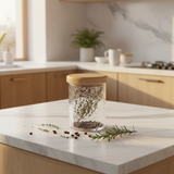 Ameco Crackle Glass Canister with Acacia Wooden Lid | Airtight Kitchen Storage Jar | 500ml / 1000ml |