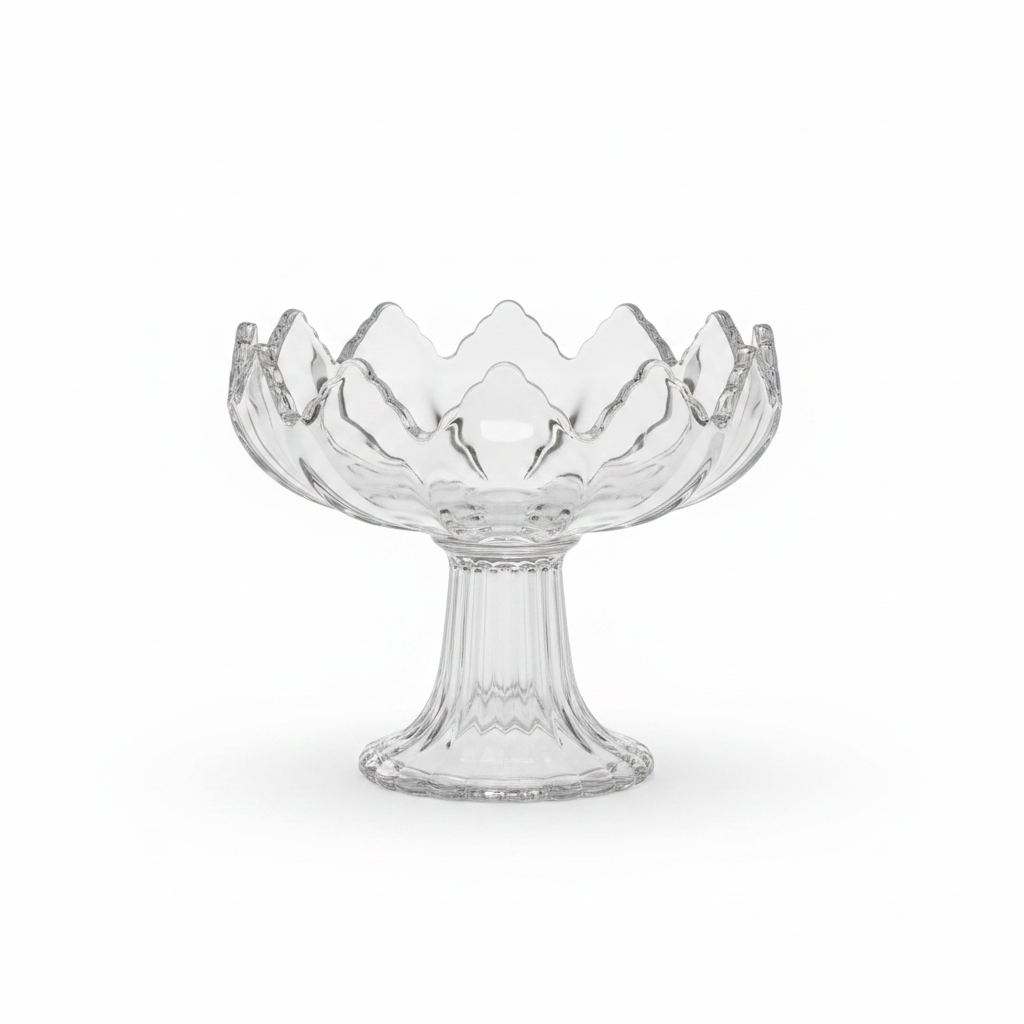 Crystal Glass Footed Candy Bowl - 12×14 cm