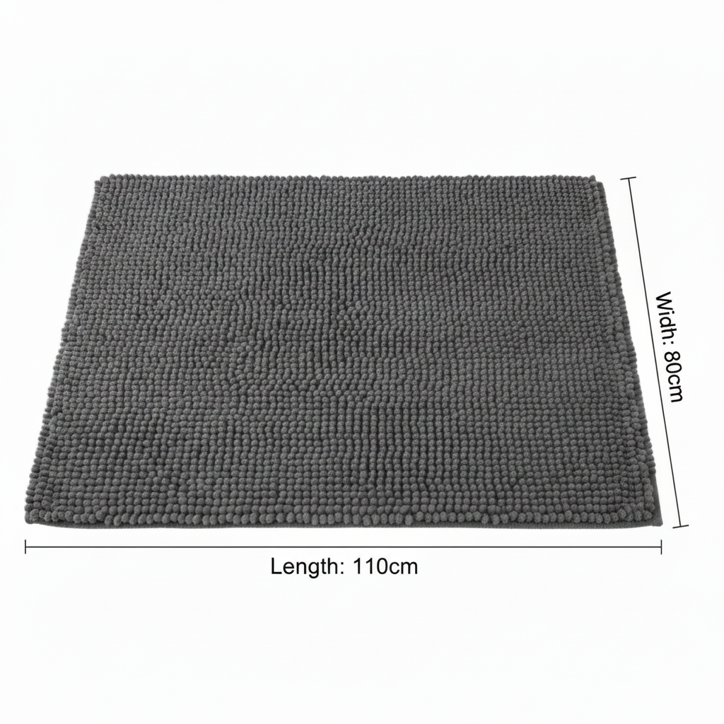 Soft Chenille Non-Slip Backing Bath Mat - 80 x 110 cm