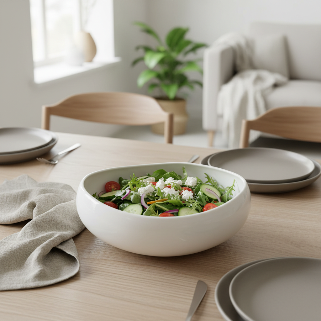 Luhpar White Ceramic Serving Bowl - 20cm